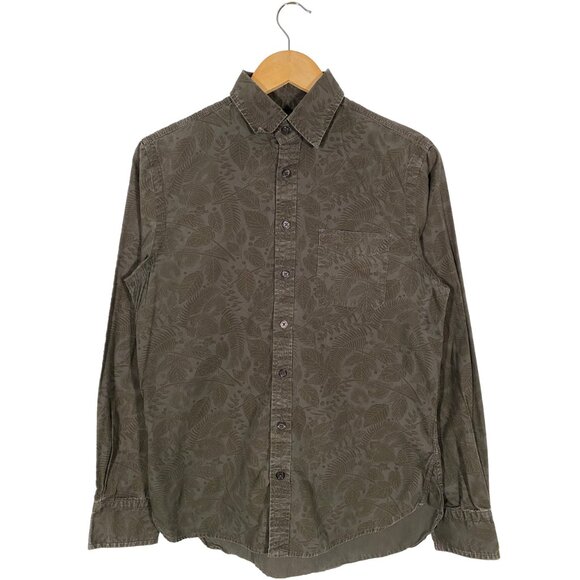 Wings + Horns Floral Print Long Sleeve Button up Shirt Gray men's size Small - Picture 1 of 6
